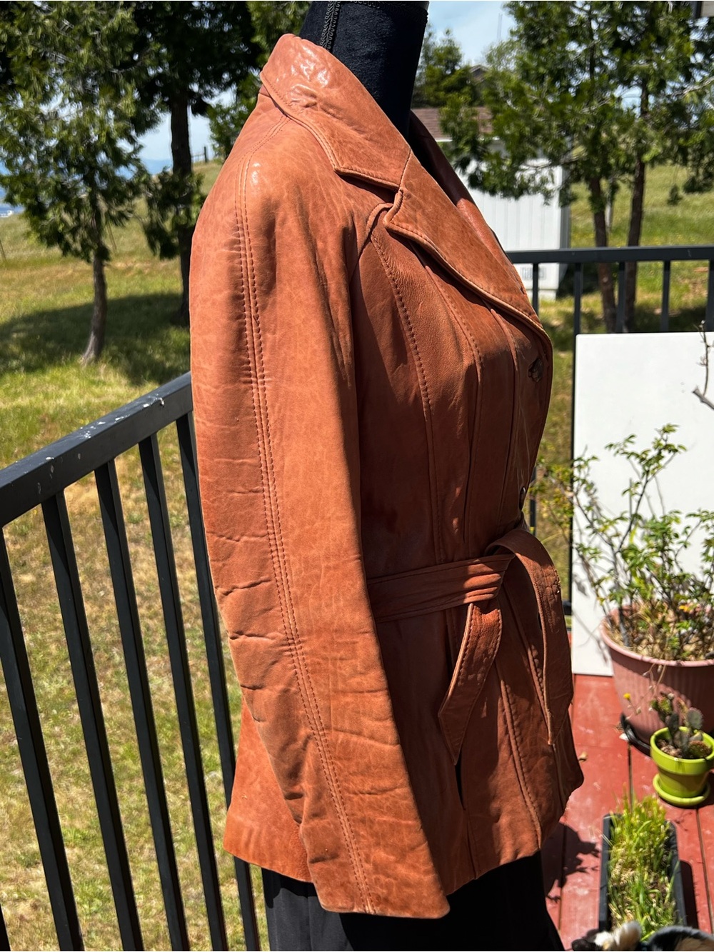 VTG Wilsons Womens Brown Soft Leather Collared Button Jacket-Size S - Picture 4 of 11